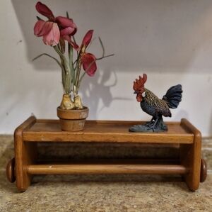 Teakwood kitchen towel hanger with shelf on the top